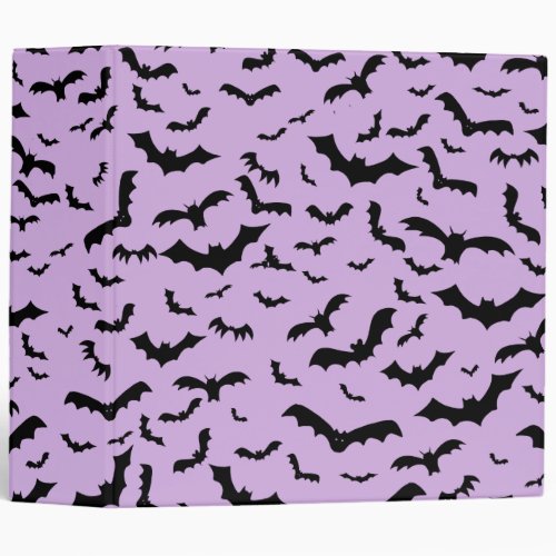 Flying Black Bats Purple 3 Ring Binder