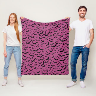 Flying Black Bats Purple Fleece Blanket