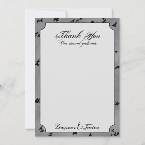 Flying Black Birds Gothic Thank You Card