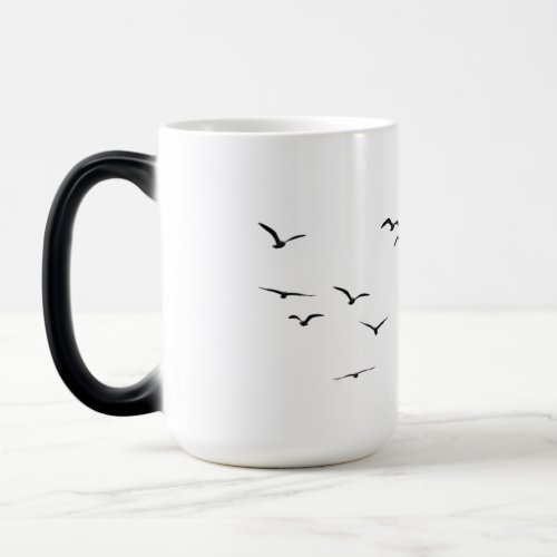 Flying black birds magic mug