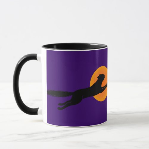 Flying Black Cat Vintage Art Coffee Mug