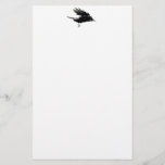 Flying Black Crow Art For Birdlovers Stationery at Zazzle