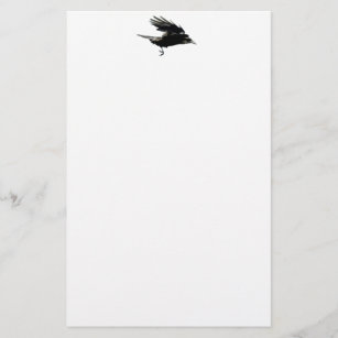 Flying Black Crow Art for Birdlovers Stationery
