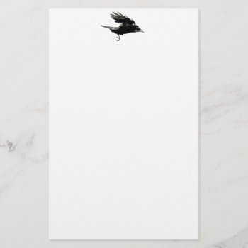 Flying Black Crow Art For Birdlovers Stationery by OnlineGifts at Zazzle
