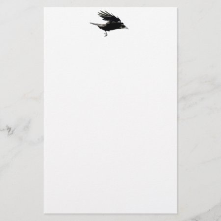 Flying Black Crow Art For Birdlovers Stationery