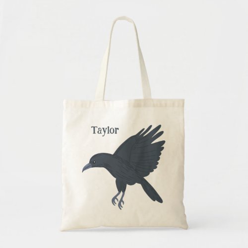 Flying Black Crow Bird Personalized Tote Bag