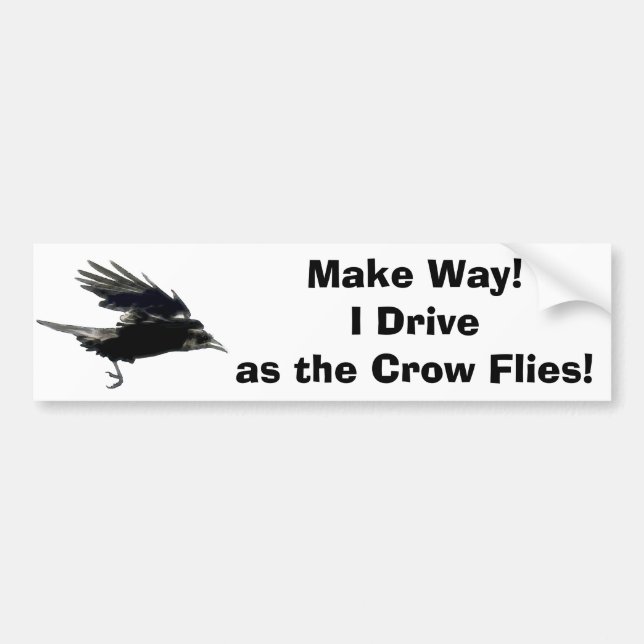 Flying Black Crow Wildlife Art Bumper Sticker (Front)
