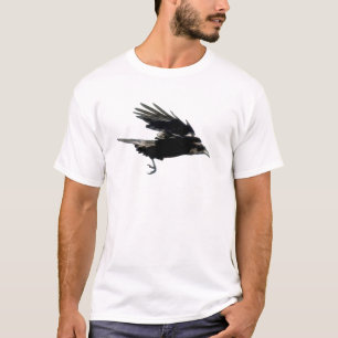FLYING BLACK CROW Wildlife Art T-Shirt
