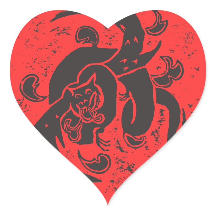 Flying Black Dragon Heart Stickers