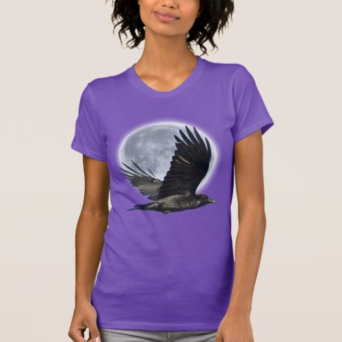 Flying Black Raven and Full Moon T_Shirt