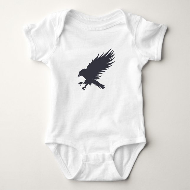 Flying black raven - Choose background color Baby Bodysuit (Front)