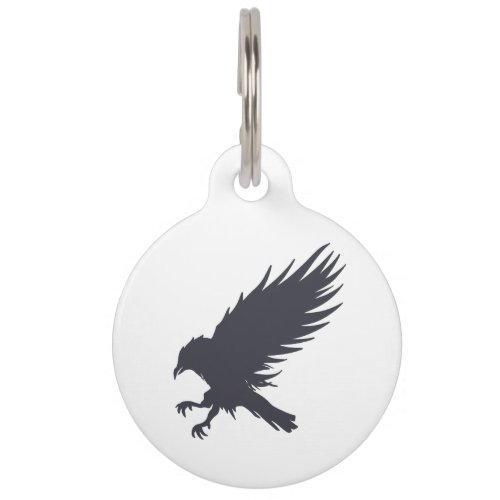 Flying black raven _ Choose background color Pet ID Tag