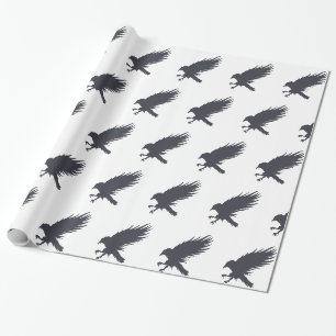 Flying black raven - Choose background color Wrapping Paper