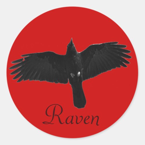 Flying Black Raven Corvid Crow_lover Photo Design Classic Round Sticker