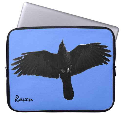 Flying Black Raven Corvid Crow_lover Photo Design Laptop Sleeve