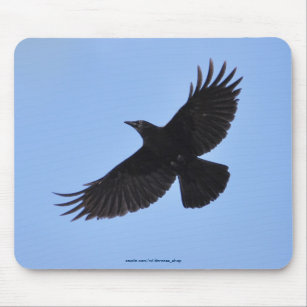 Flying Black Raven Corvid Crow-lover Photo Design Mouse Pad