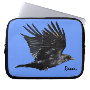 Flying Black Raven Crow-lover Photo Design 4 Laptop Sleeve