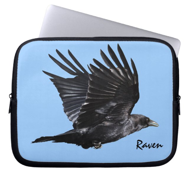 Flying Black Raven Crow-lover Photo Design 4 Laptop Sleeve (Front)