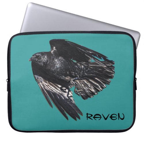 Flying Black Raven Crow_lover Photo Design 7 Laptop Sleeve