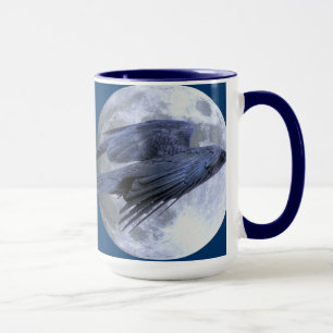 Flying Black Raven Gothic, Celtic, Wiccan Mug