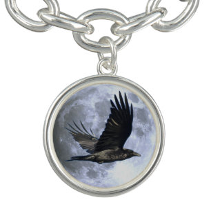 Flying Black Raven & Moon Jewellery Design 1 Bracelet
