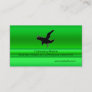Flying Black Raven on green metallic-look effect Business Card