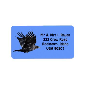 Flying Black Raven Photo Labels by RavenSpiritPrints at Zazzle