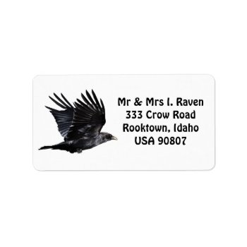 Flying Black Raven Photo Labels by RavenSpiritPrints at Zazzle