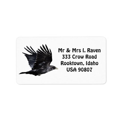 Flying Black Raven Photo Labels