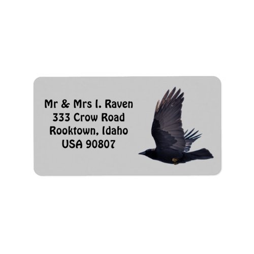 Flying Black Raven Photo Labels