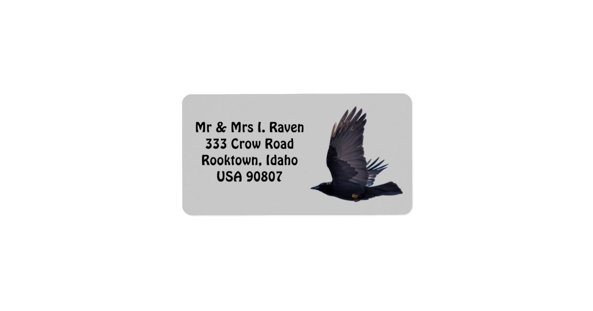 Flying Black Raven Photo Labels | Zazzle