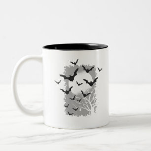 Flying Black Vampire Bats Two-Tone Coffee Mug
