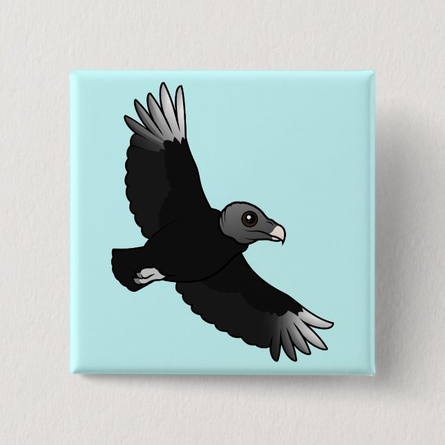 Flying Black Vulture Button (Front)