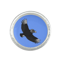 Flying Black Vulture Round Ring