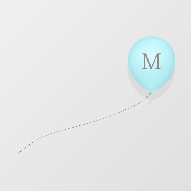 Flying Blue Balloon Custom Message or Monogram Wall Decal (Front)
