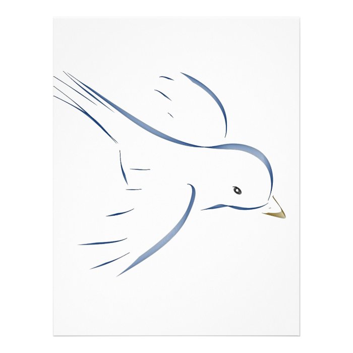 Flying blue bird original drawing customized letterhead