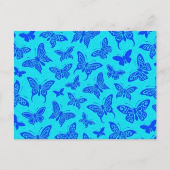 Flying Blue Butterflies Pattern Postcard by JeffBartels at Zazzle