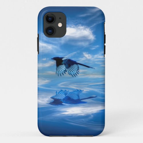 Flying Blue Magpie  Reflected Sky iPhone 11 Case