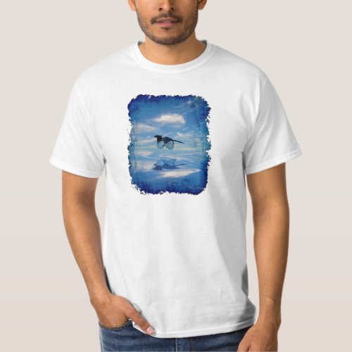 Flying Blue Magpie  Reflected Sky T_Shirt
