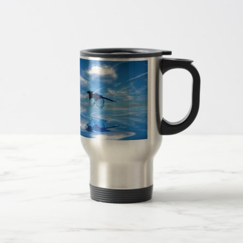 Flying Blue Magpie  Reflected Sky Travel Mug