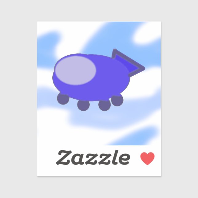 Flying Blue Spaceship  Sticker (Sheet)