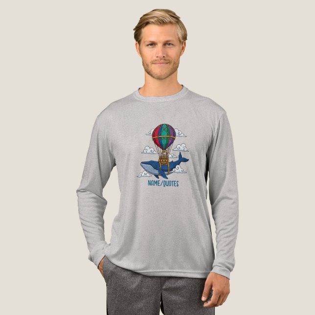 Flying Blue Whale with Hot Air Balloon Tri-Blend Shirt (Full Front)