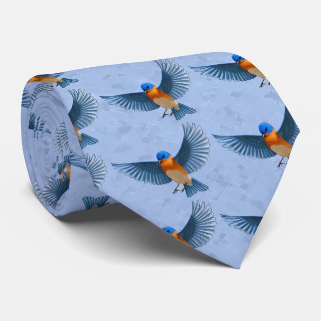Flying Bluebird Neck Tie (Rolled)
