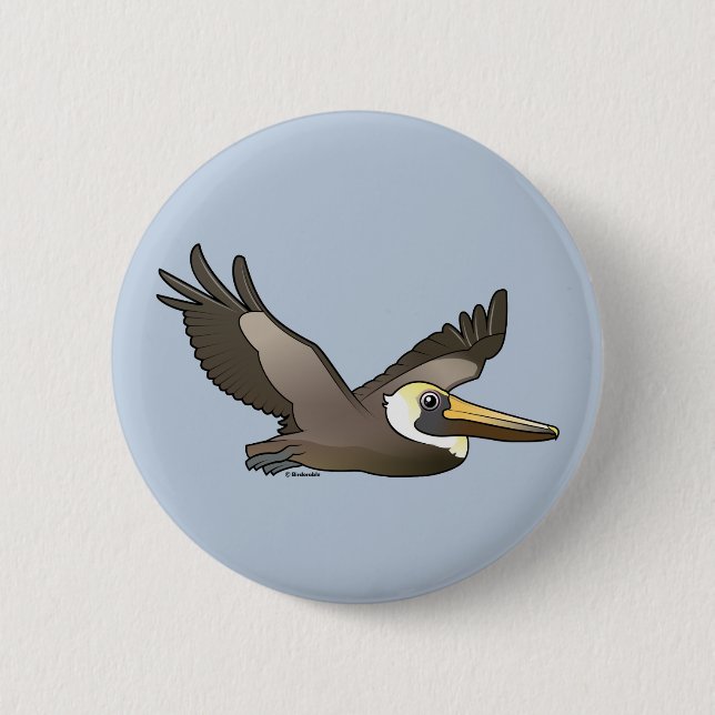 Flying Brown Pelican Button (Front)