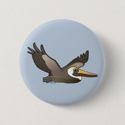Flying Brown Pelican Button