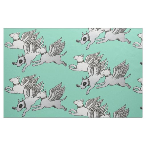 Flying Bull Terriers Fabric