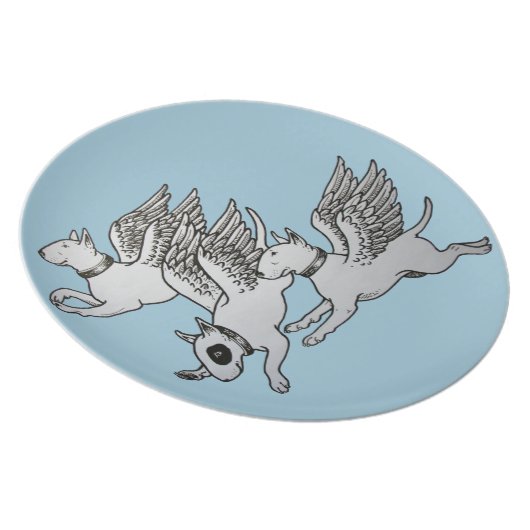 Flying Bull Terriers Plate (Right Side)
