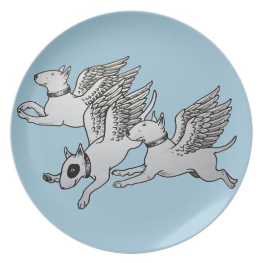 Flying Bull Terriers Plate (Front)