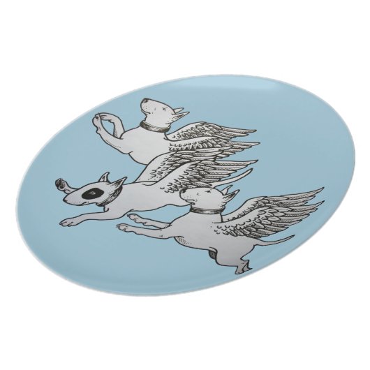 Flying Bull Terriers Plate (Left Side)