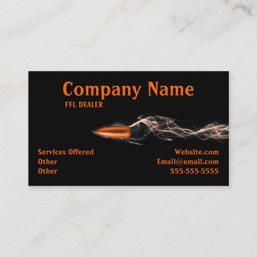 Customizable Flying bullet Firearms Business card